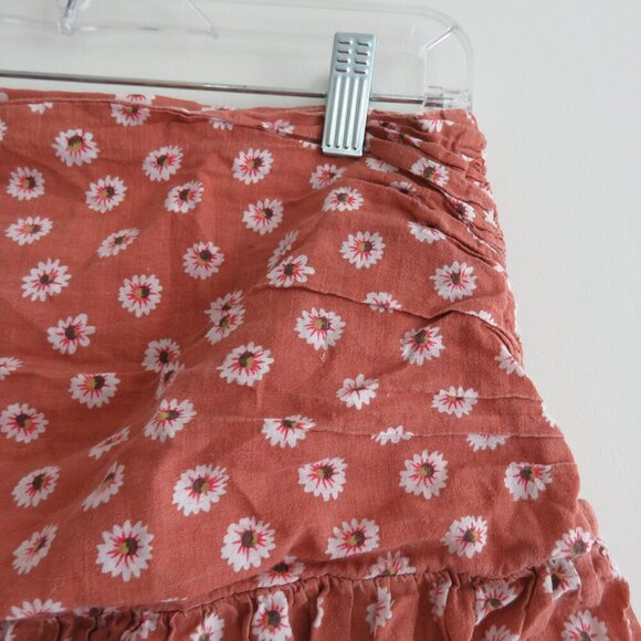 SABO SKIRT Ditsy Daisy Floral Ruched Mini Skirt in Terracotta Festival Boho Sz M - Picture 11 of 13